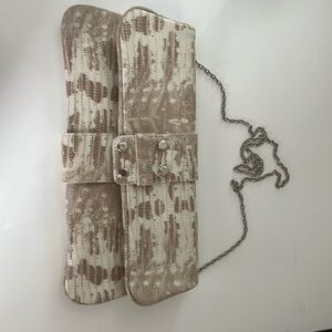 Doncaster Elegant Cream and Brown Clutch